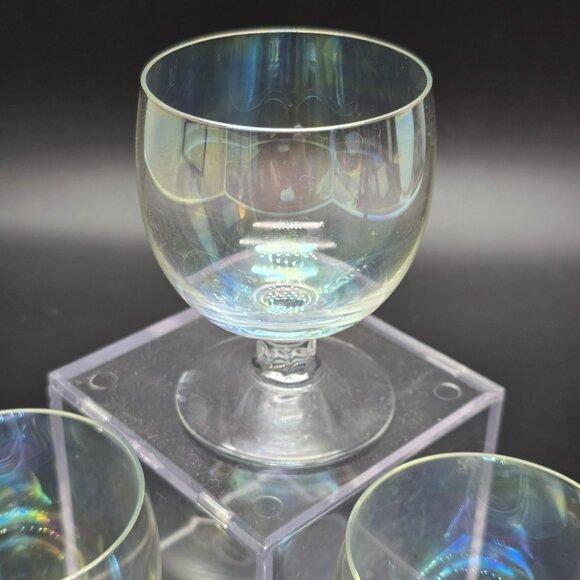 Mercury Glass Cocktail Glasses Vintage Barware Set Of 5 Iridescent Clear JJ4028 - Picture 2 of 8